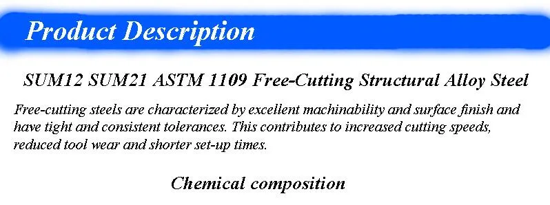 Sum12 Sum21 ASTM 1109 Free-Cutting Structural Alloy Steel